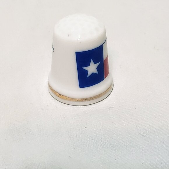 I Love Texas State Flag Thimble Souvenir Porcelain Vintage 1" - Picture 2 of 7